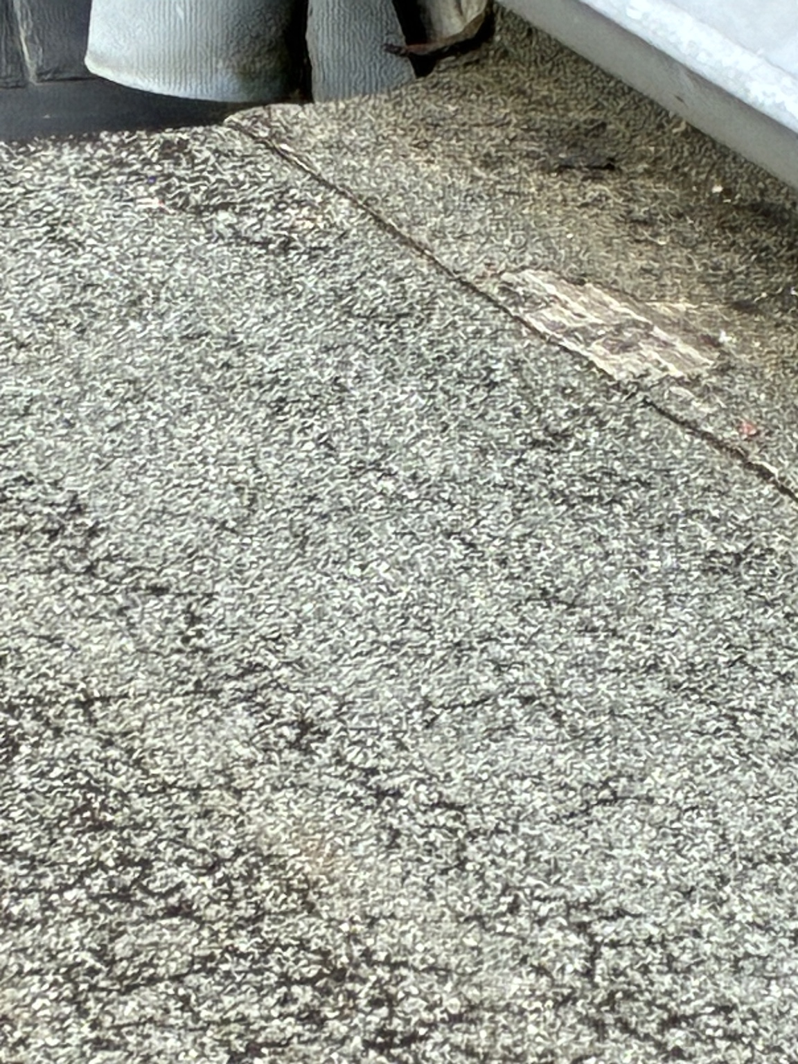 Détail d'une ancienne couverture en shingle détériorée